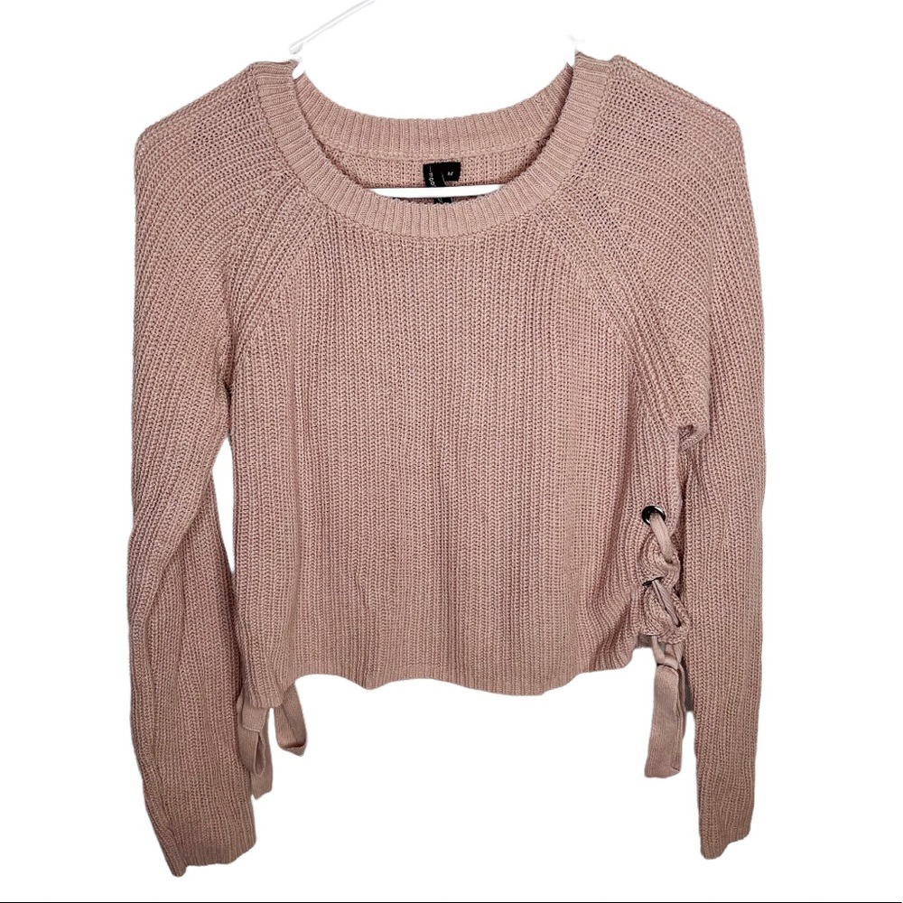 Anthropologie Moon&Madison Cropped Side Lace Up  Sweater Size Medium